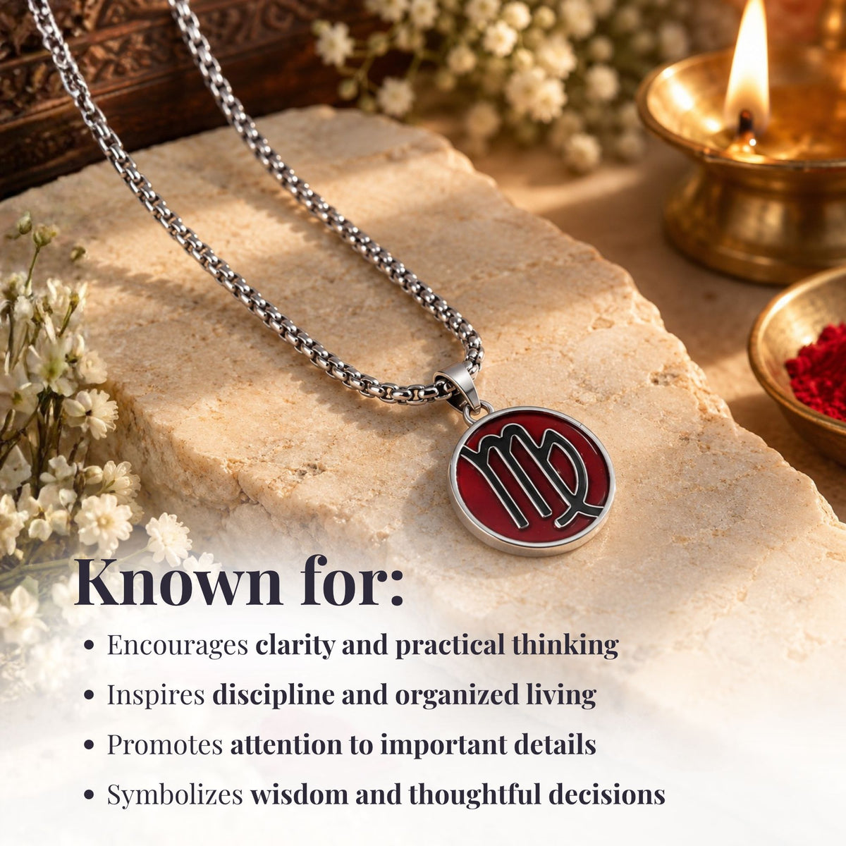 Virgo Zodiac Pendant with Carnelian Stone