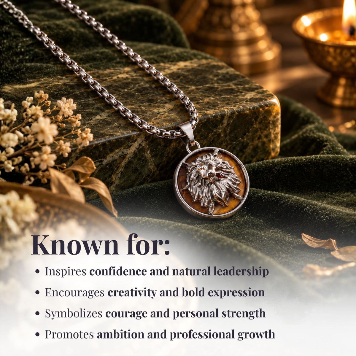 Leo Zodiac Pendant with Tiger Eye Stone