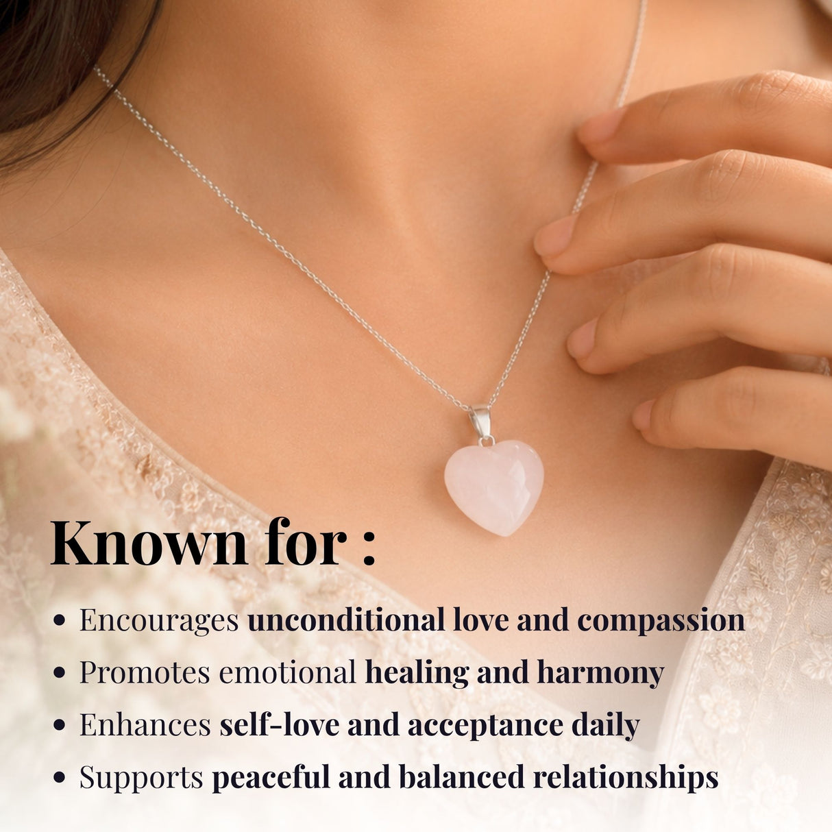 Rose Quartz Heart Necklace