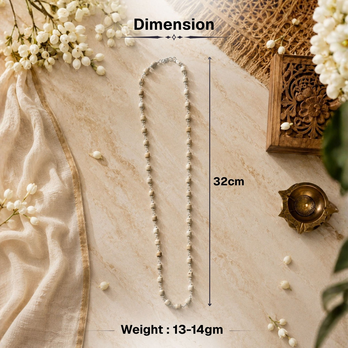 92.5 Sterling Silver Tulsi Mala