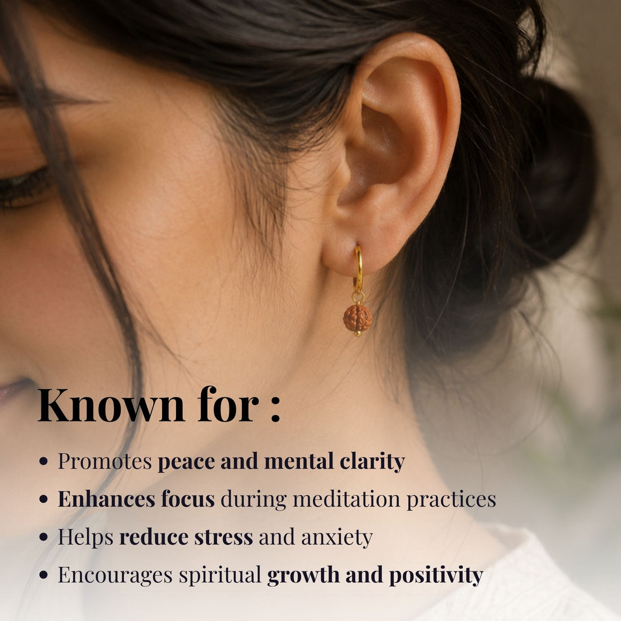 5 Mukhi Rudraksha Hoop Earings