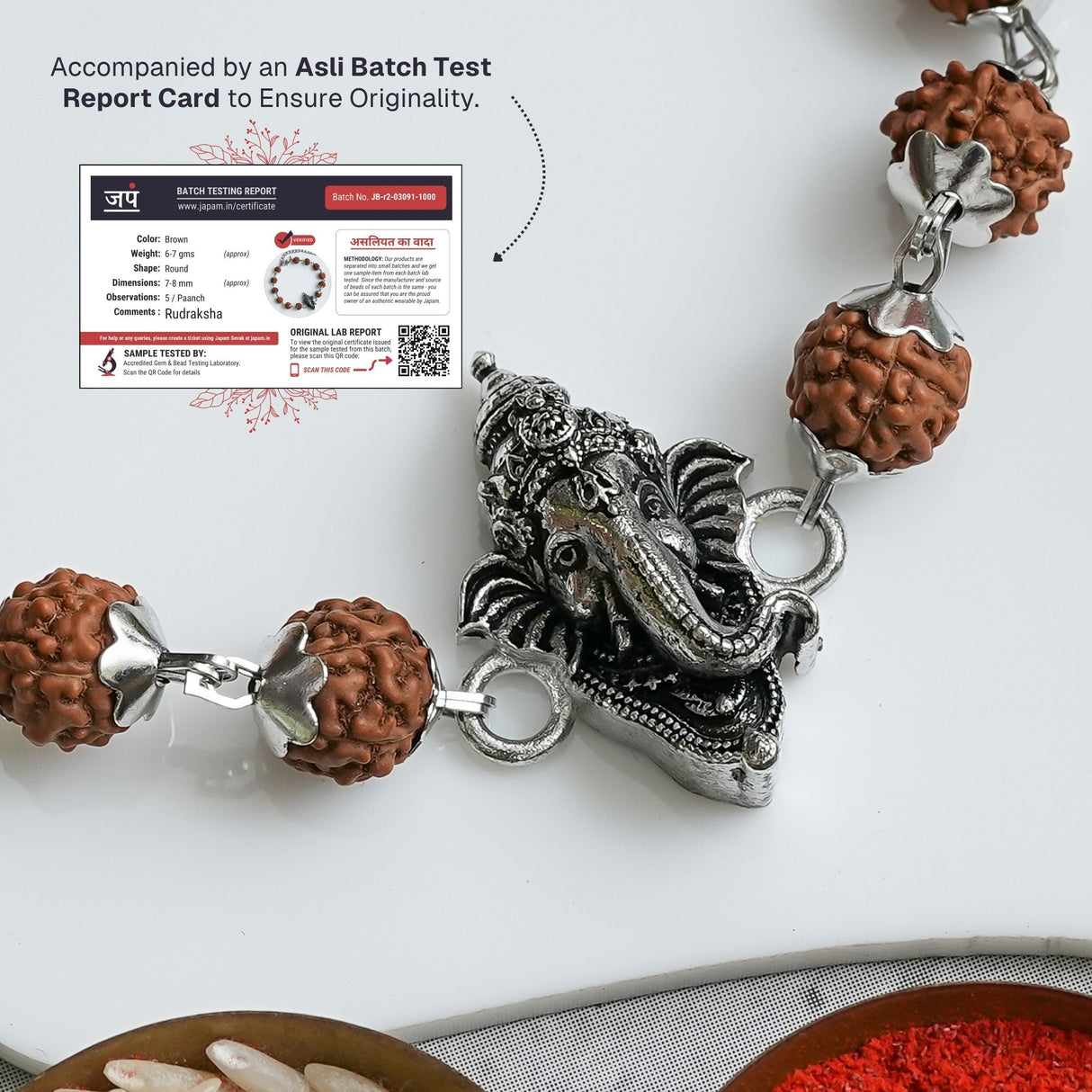 Silver Plated Ganesh Rudraksha Rakhi Box