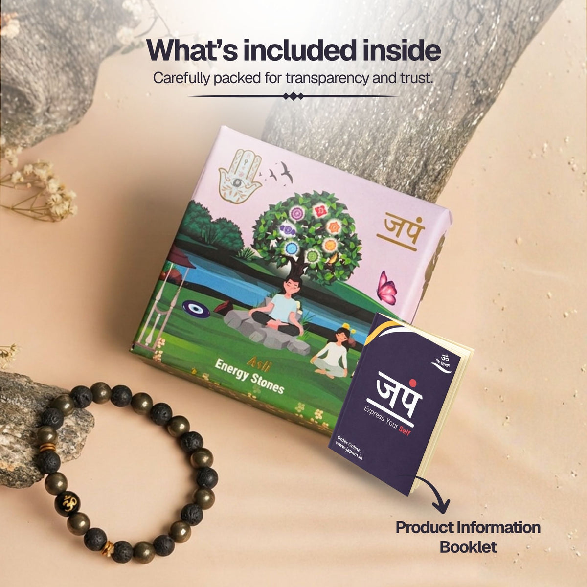 Om Pyrite & Lava Stone Wealth Band