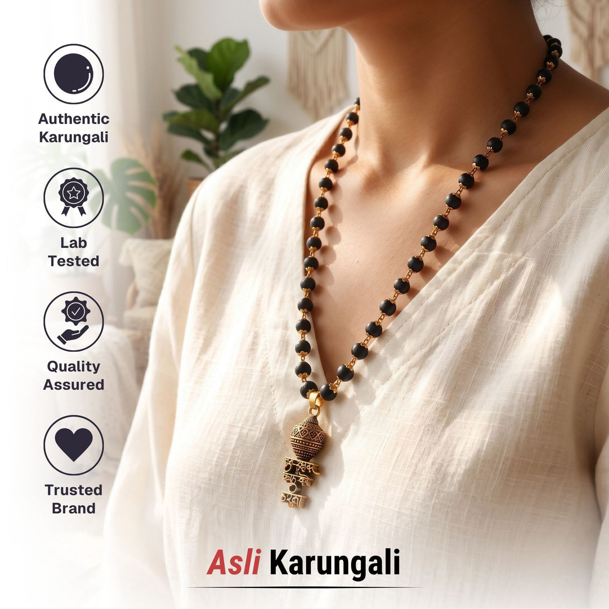 Gold Plated Hanuman Gada Karungali Mala