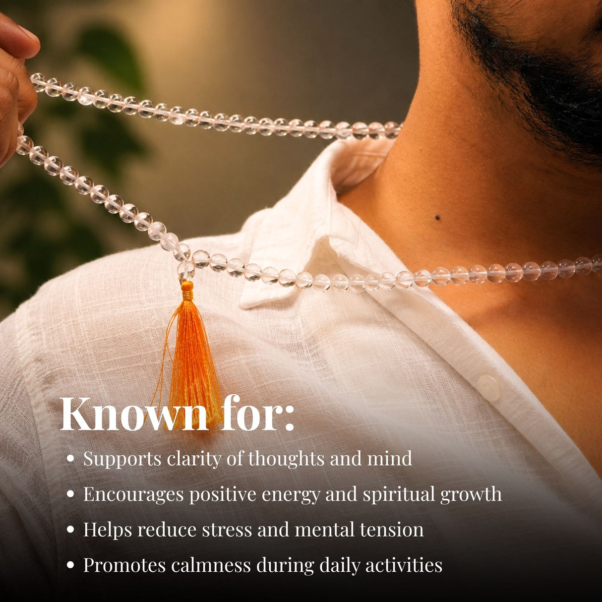 Natural Sphatik Mala - 108+1 Beads