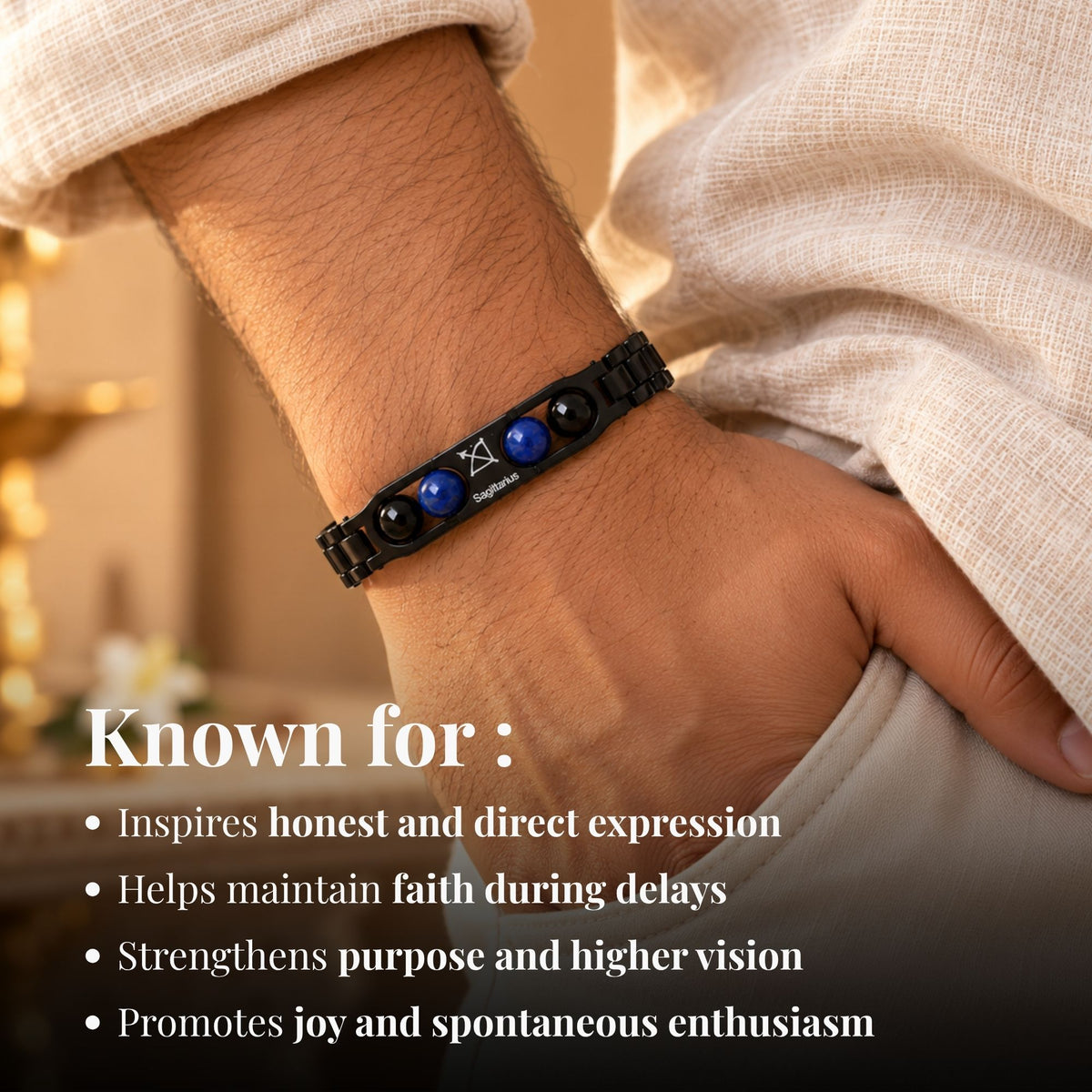Sagittarius Zodiac Sign Metal Bracelet + Free Selenite Plate