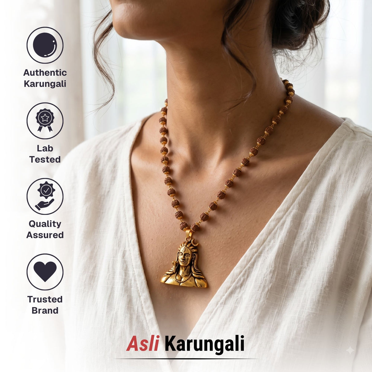 Gold Plated Adiyogi Rudraksha Mala