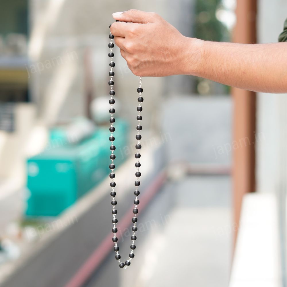 Silver Plated Eternal Karungali Mala - 9mm Beads