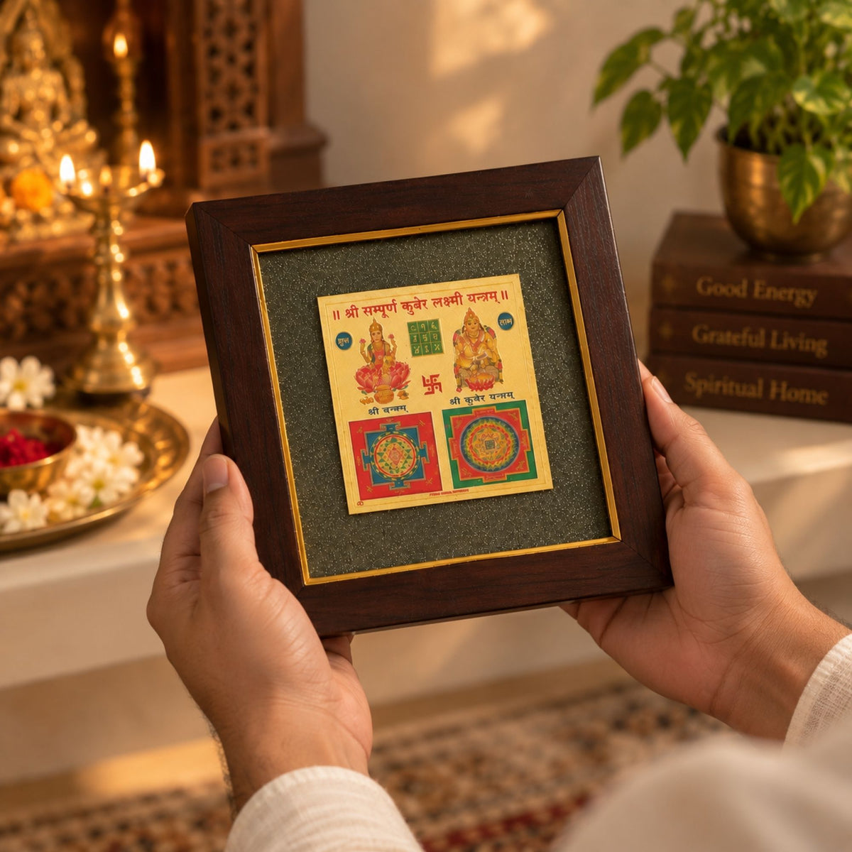 Lakshmi Kuber Yantra Raw Pyrite Frame