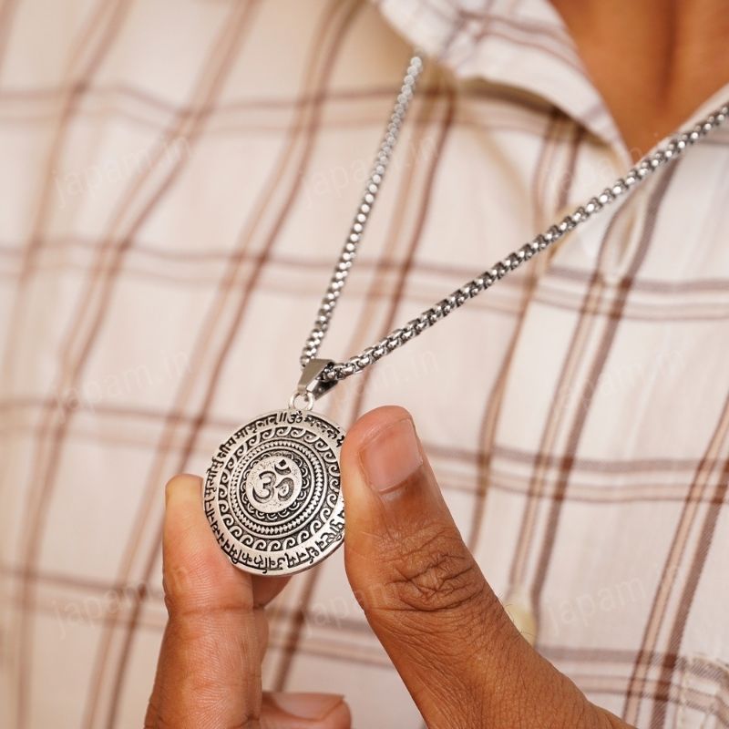Silver Plated Maha Mrityunjaya Mantra Necklace