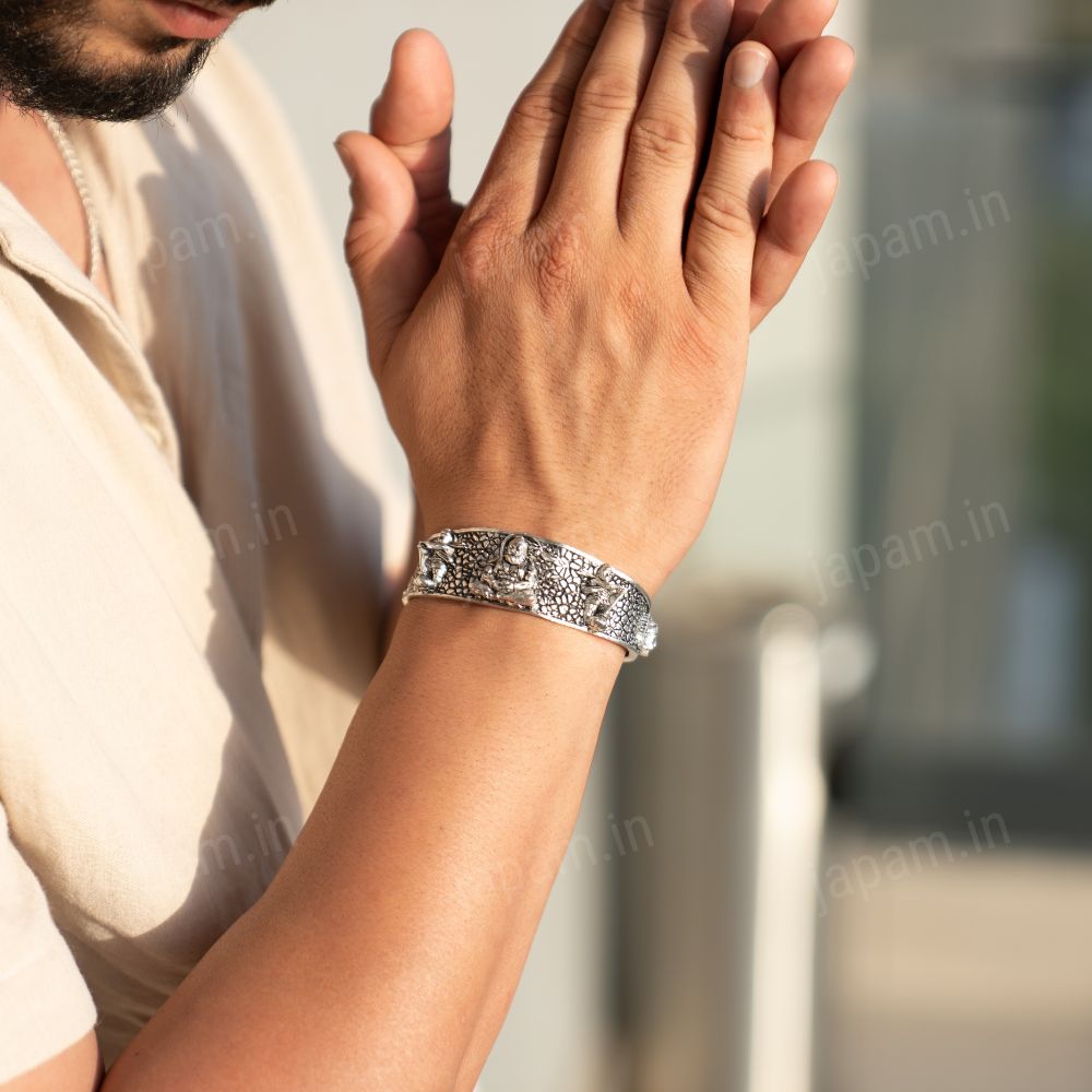 Oxi-Silver Plated Bajrangbali Kada