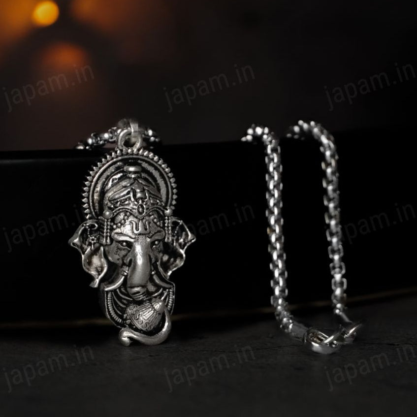 Oxi-Silver Plated Ganesh Anand Necklace