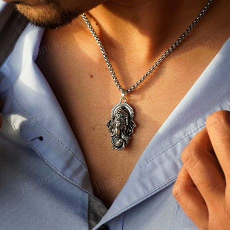 Oxi-Silver Plated Ganesh Anand Necklace