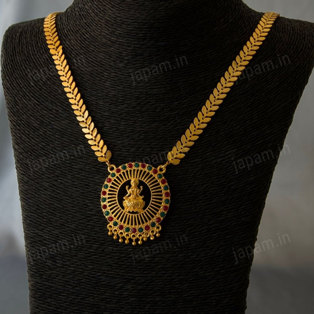 Gold Plated Lakshmi Ji Leaf Necklace