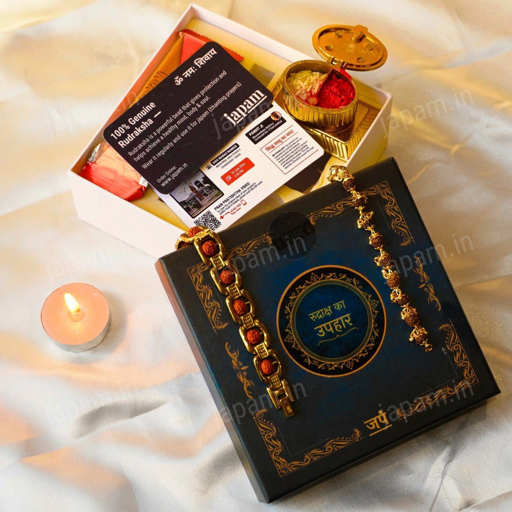 Gold Plated Essential + Elemental Rudraksha ka Uphaar Set
