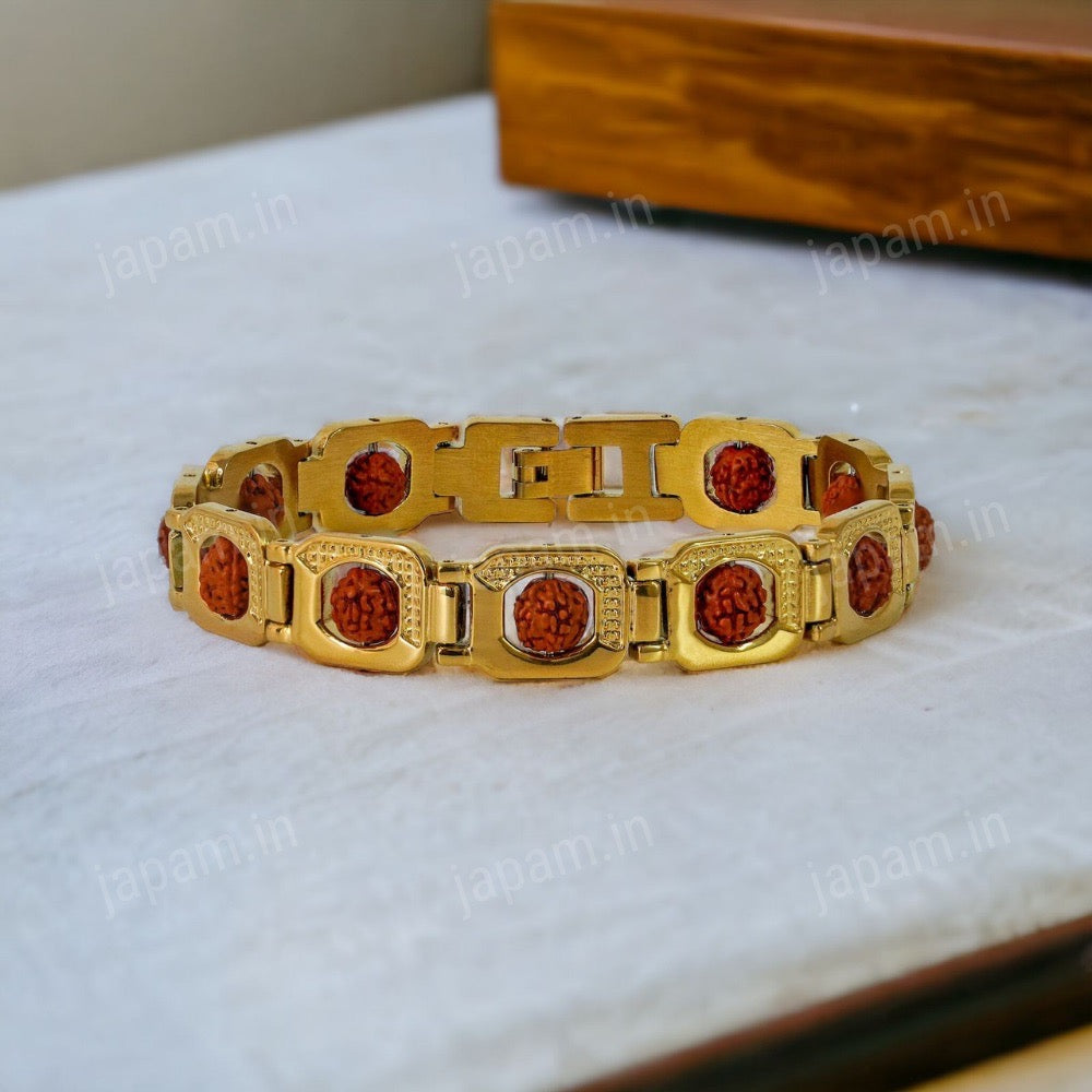 Gold Plated Eternal Radiance Rudraksha Bracelet