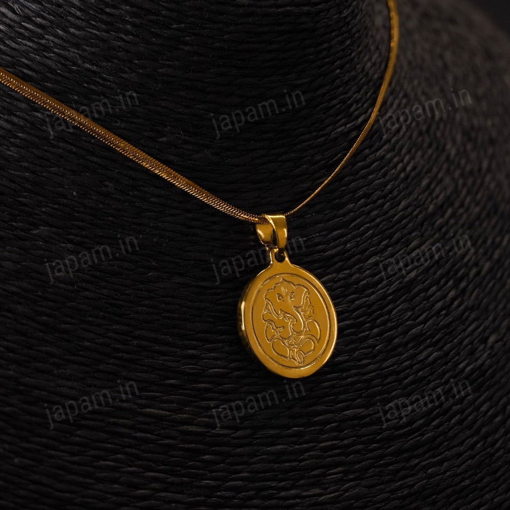 Gold Plated Ganesh Ji Coin Necklace For Women