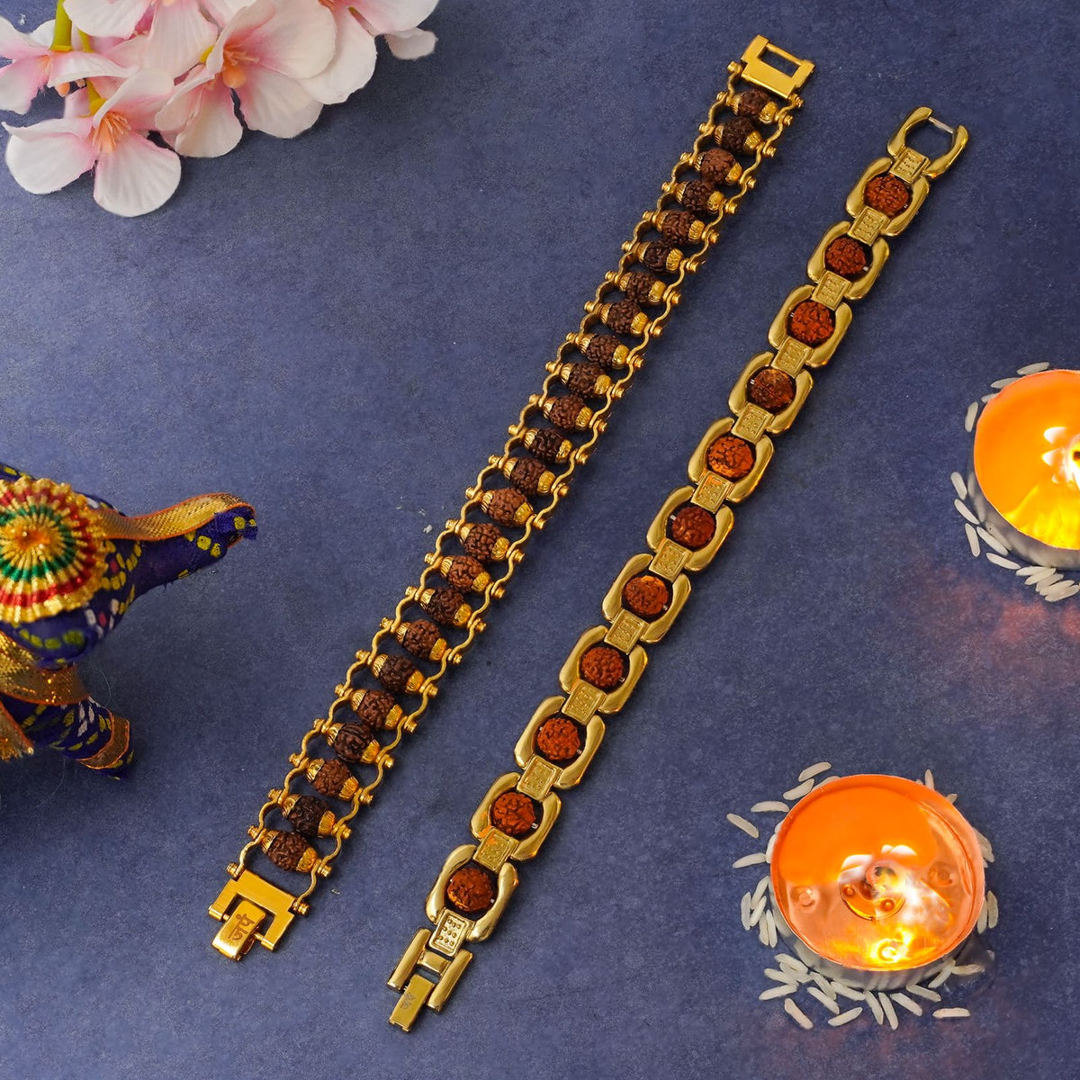 Gold Plated Modern Essential Rudraksha Bracelet Combo – Japam