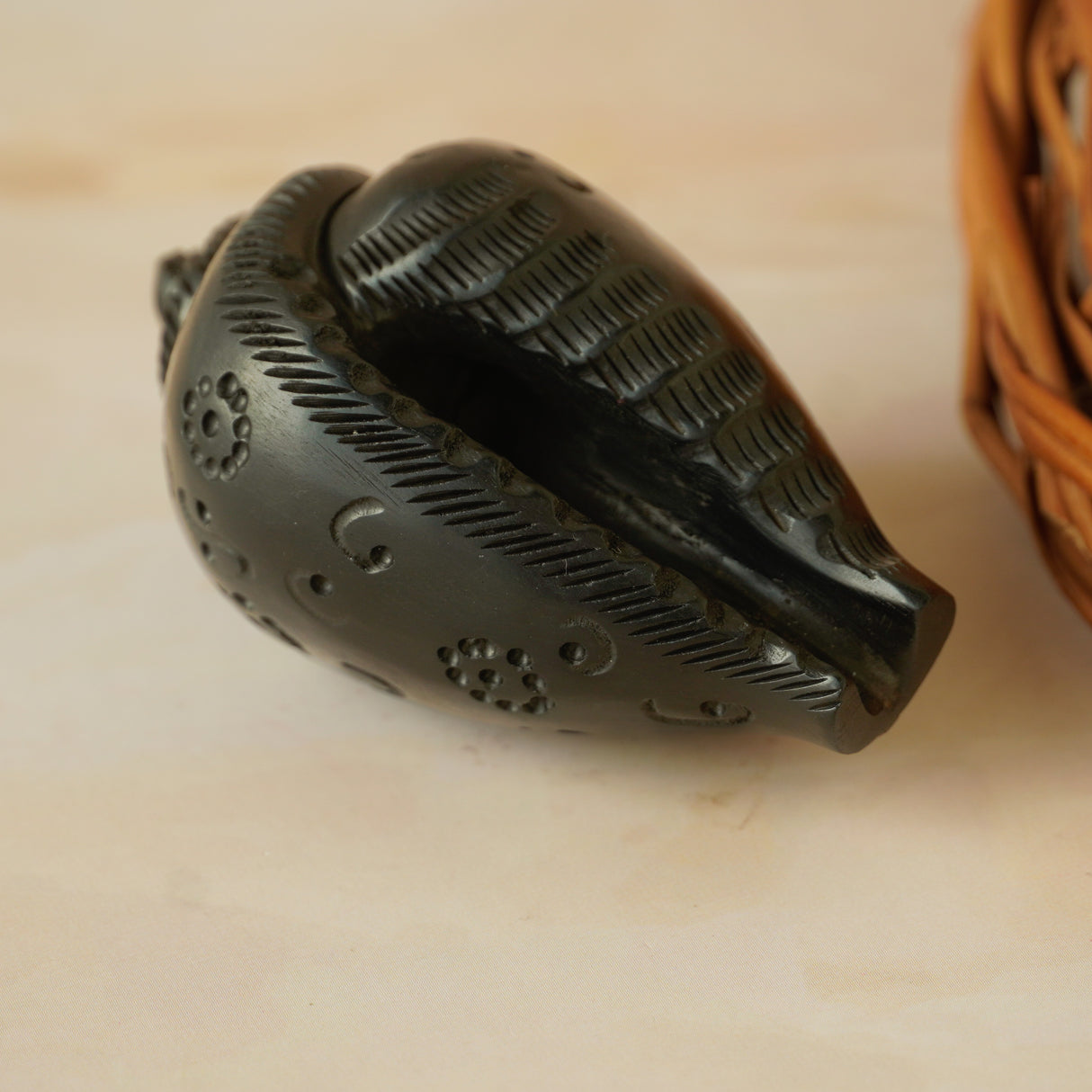 Hand Carved Karungali Conch (Shankh)