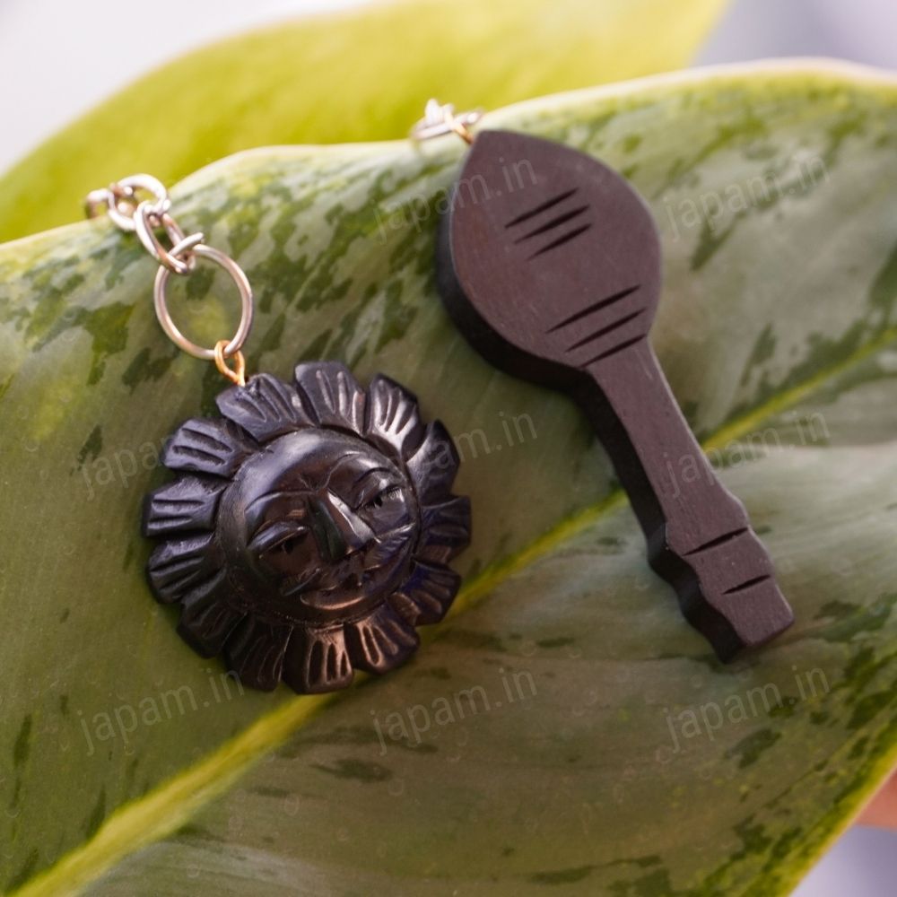 Karungali Vel & Surya Chhavi Keychain (Set of 2) - Natural Ebony Wood