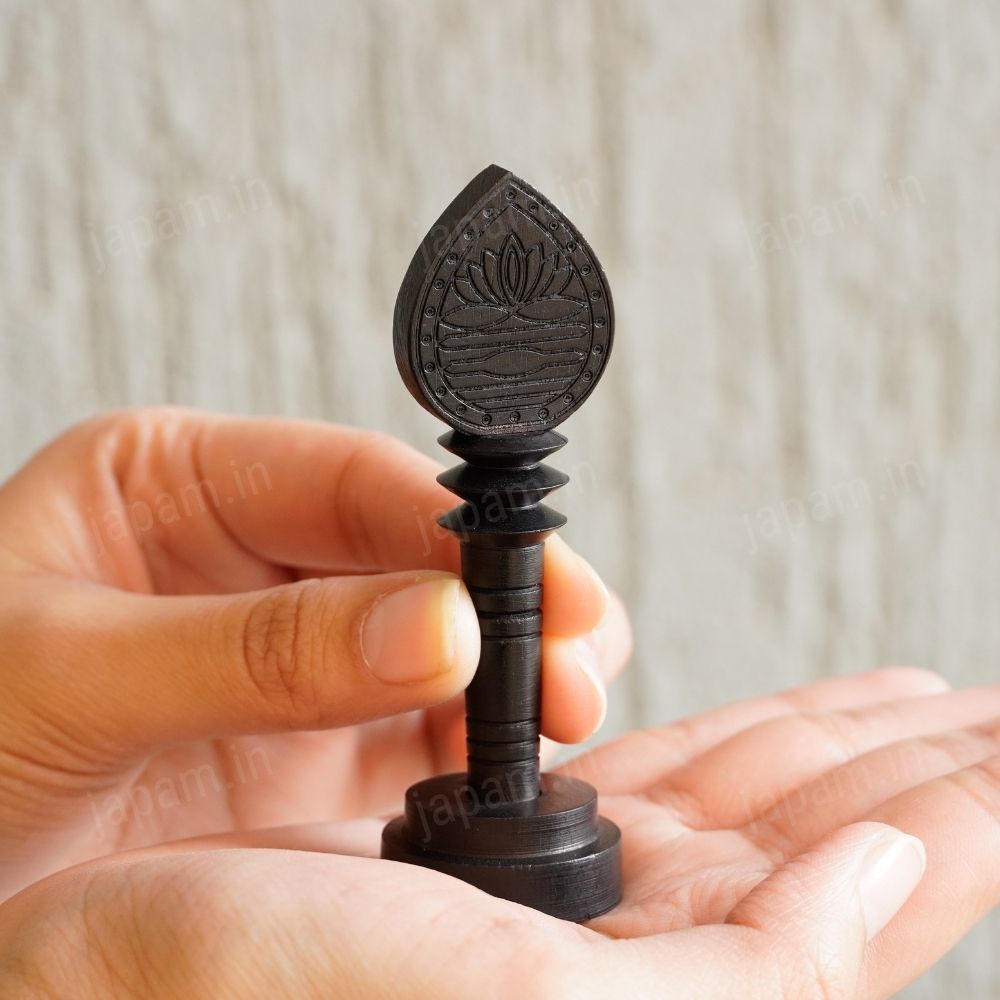 Lord Murugan's Karungali Vel with Stand - Natural Ebony Wood