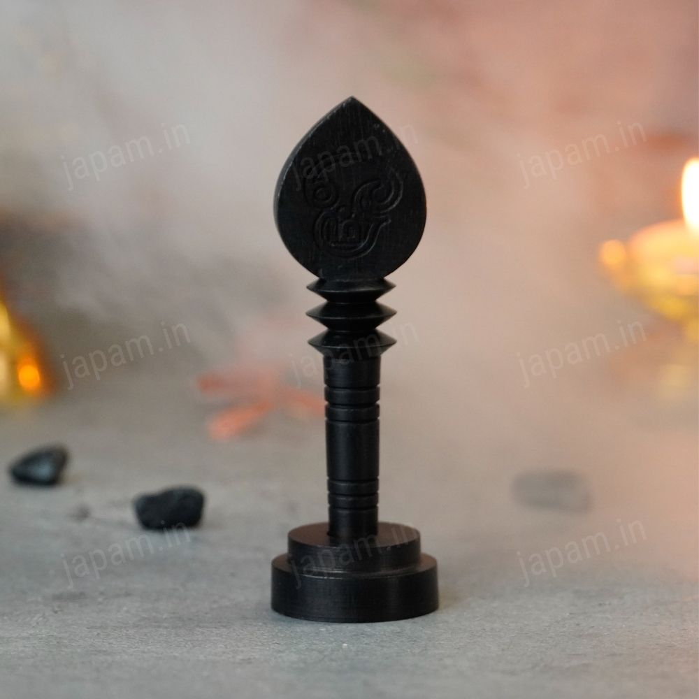 Lord Murugan's Karungali Vel with Stand - Natural Ebony Wood