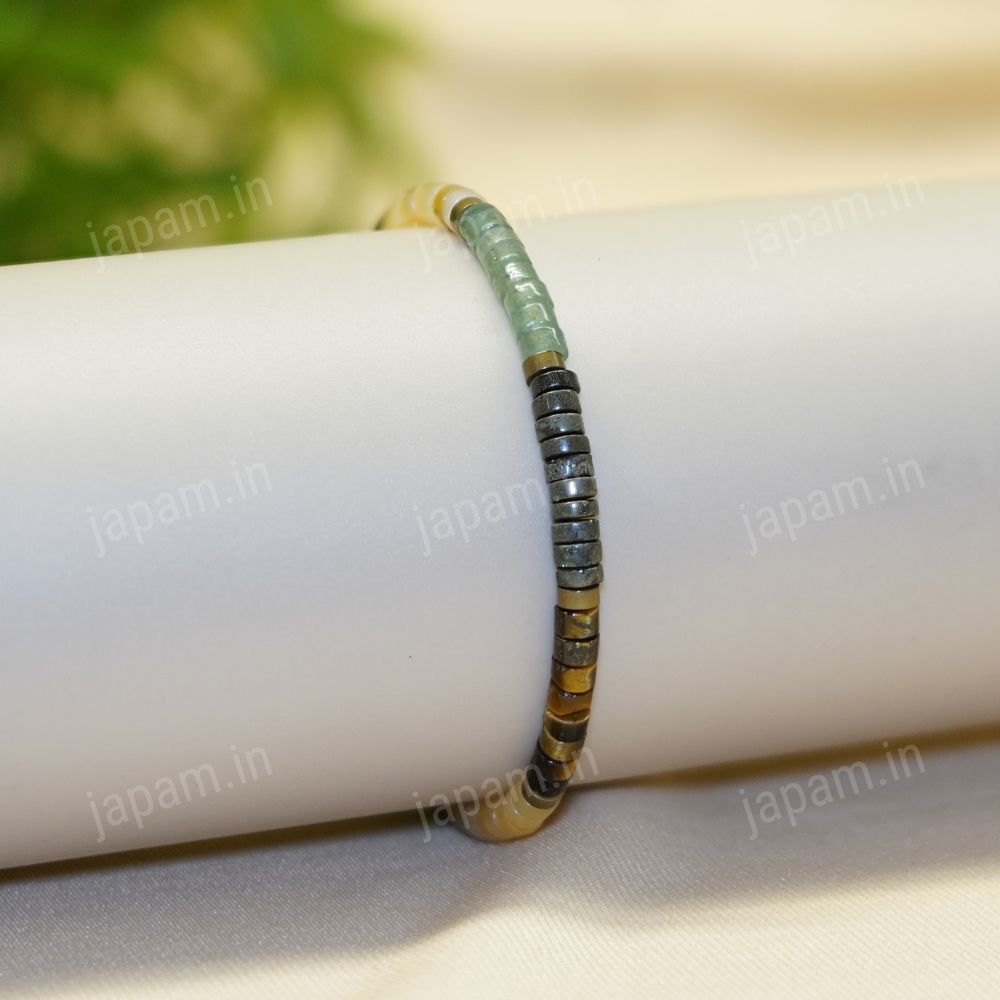 Minimal Money Magnet Tie-Up Band - Pyrite, Tiger Eye, Citrine & Aventurine Beads