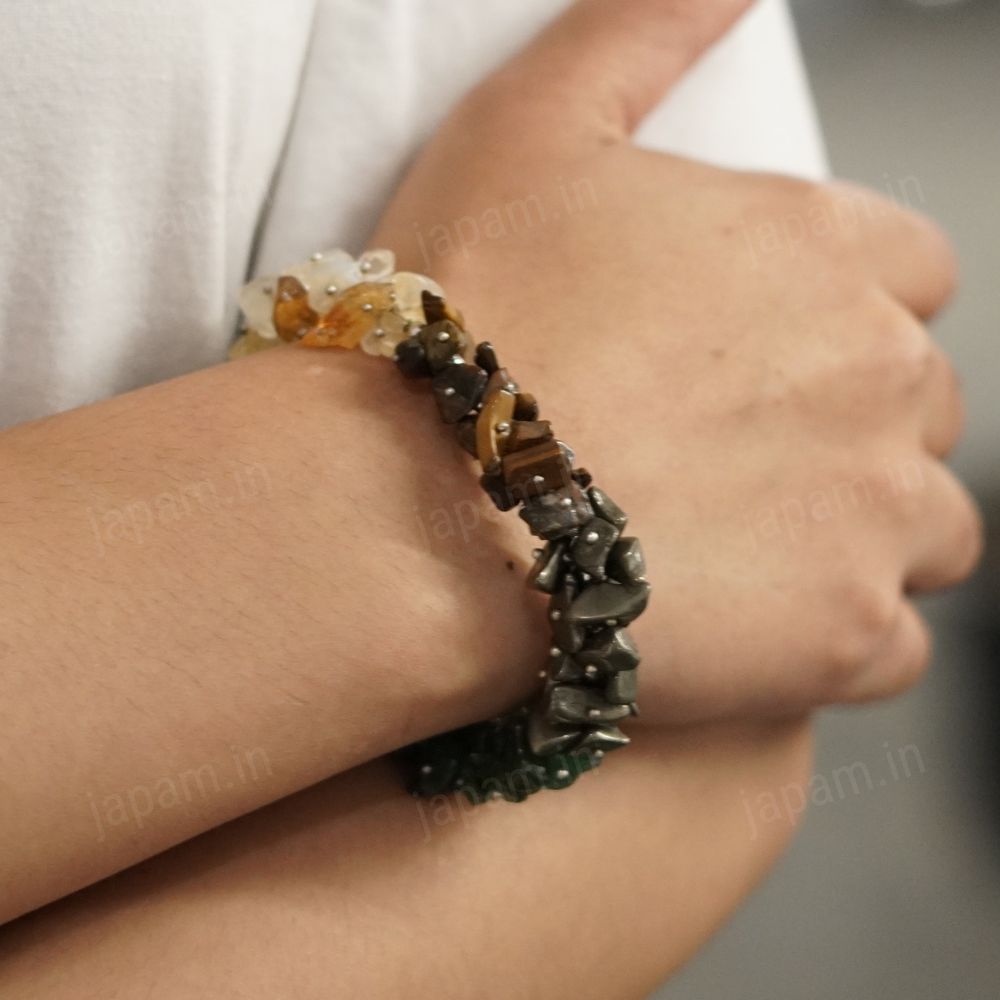Money Magnet Splash Bracelet with Pyrite, Tiger Eye, Citrine & Aventurine Beads