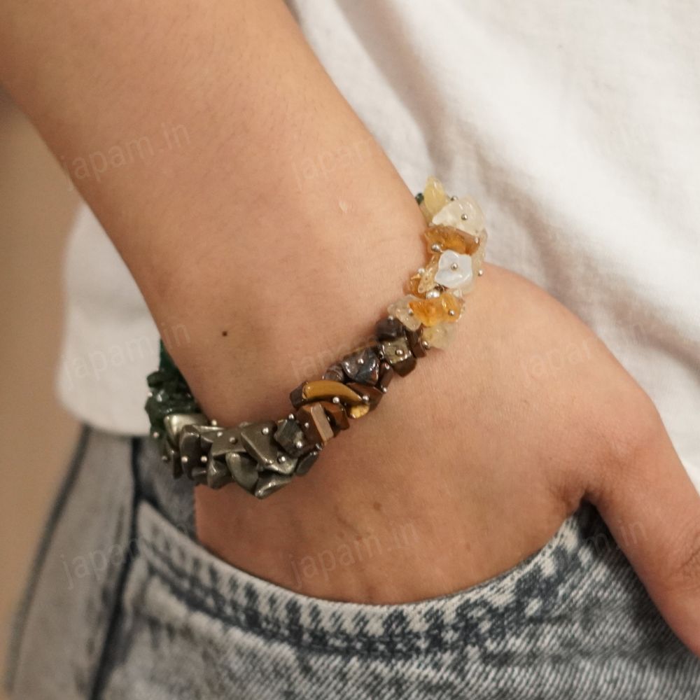Money Magnet Splash Bracelet with Pyrite, Tiger Eye, Citrine & Aventurine Beads