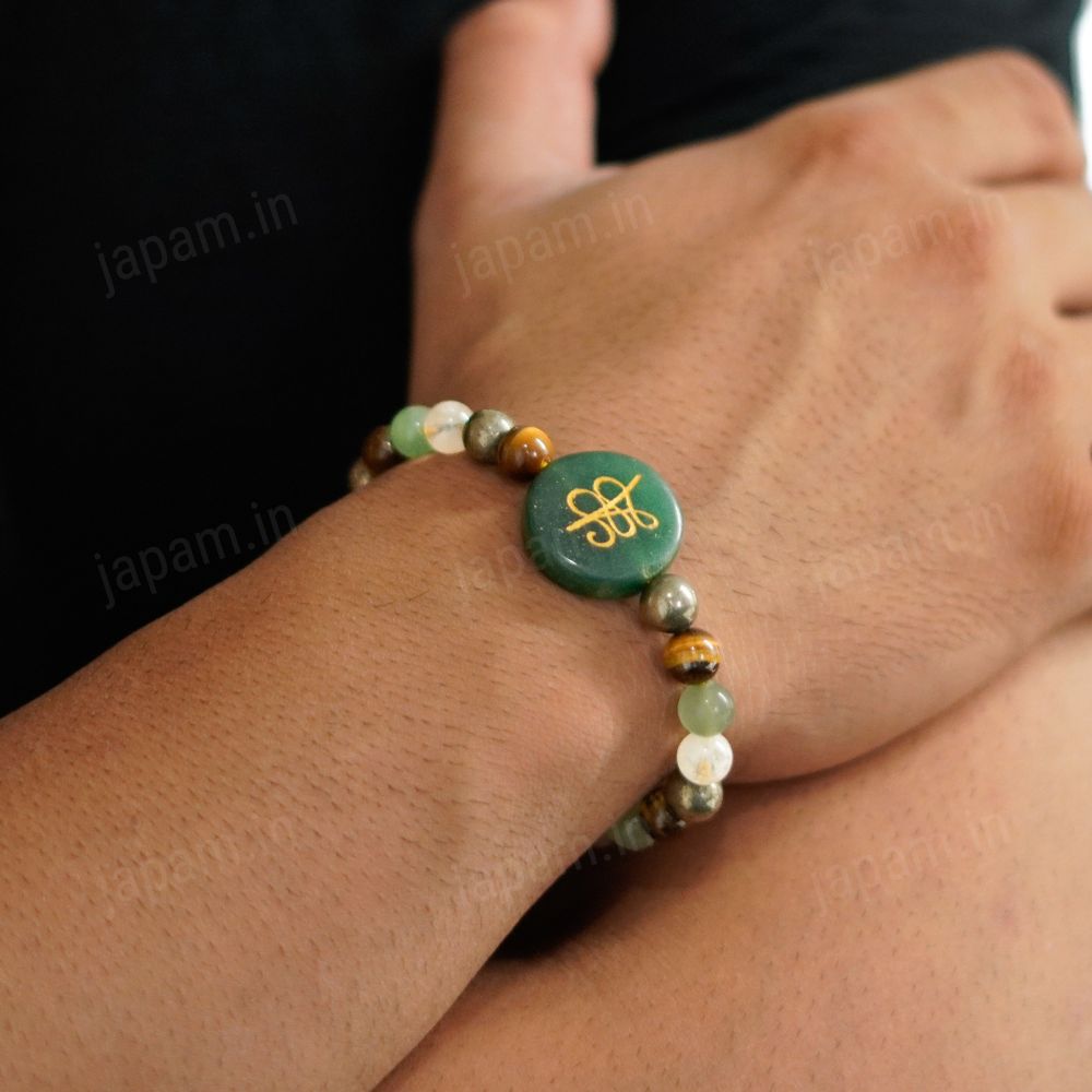 Money Magnet Fusion Bracelet with Zibu Stone - Pyrite, Tiger Eye, Citrine & Aventurine Beads