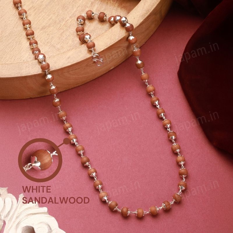 Silver Plated White Sandalwood Chandan Mala