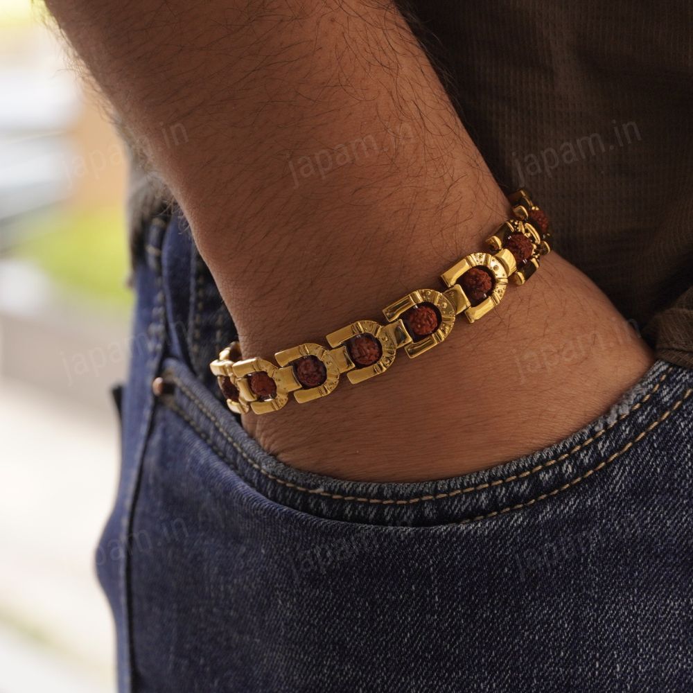 Gold Plated Prime Rudraksha Bracelet For Men