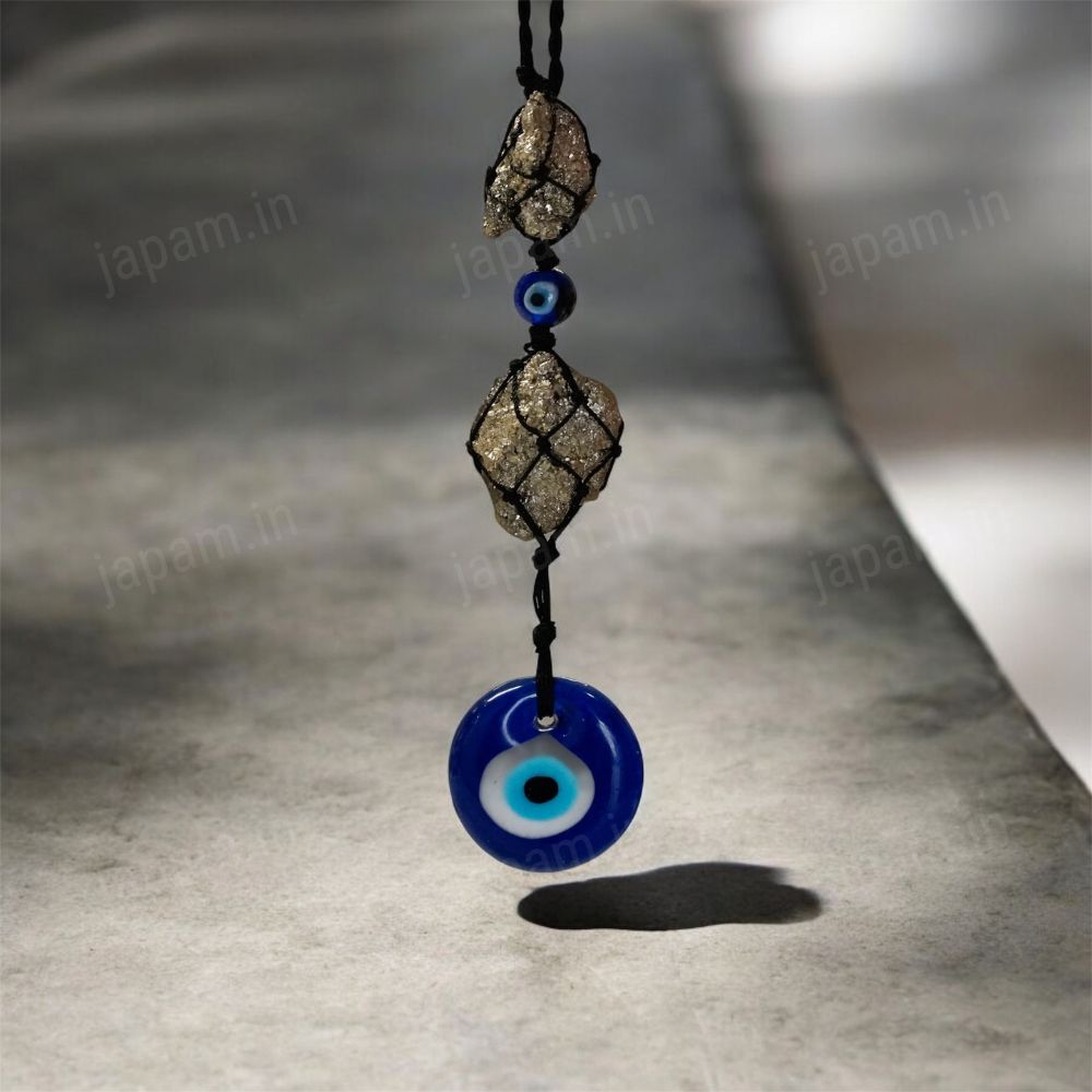 Nazar Rakshak Hanging Charm with Evil Eye and Pyrite stone