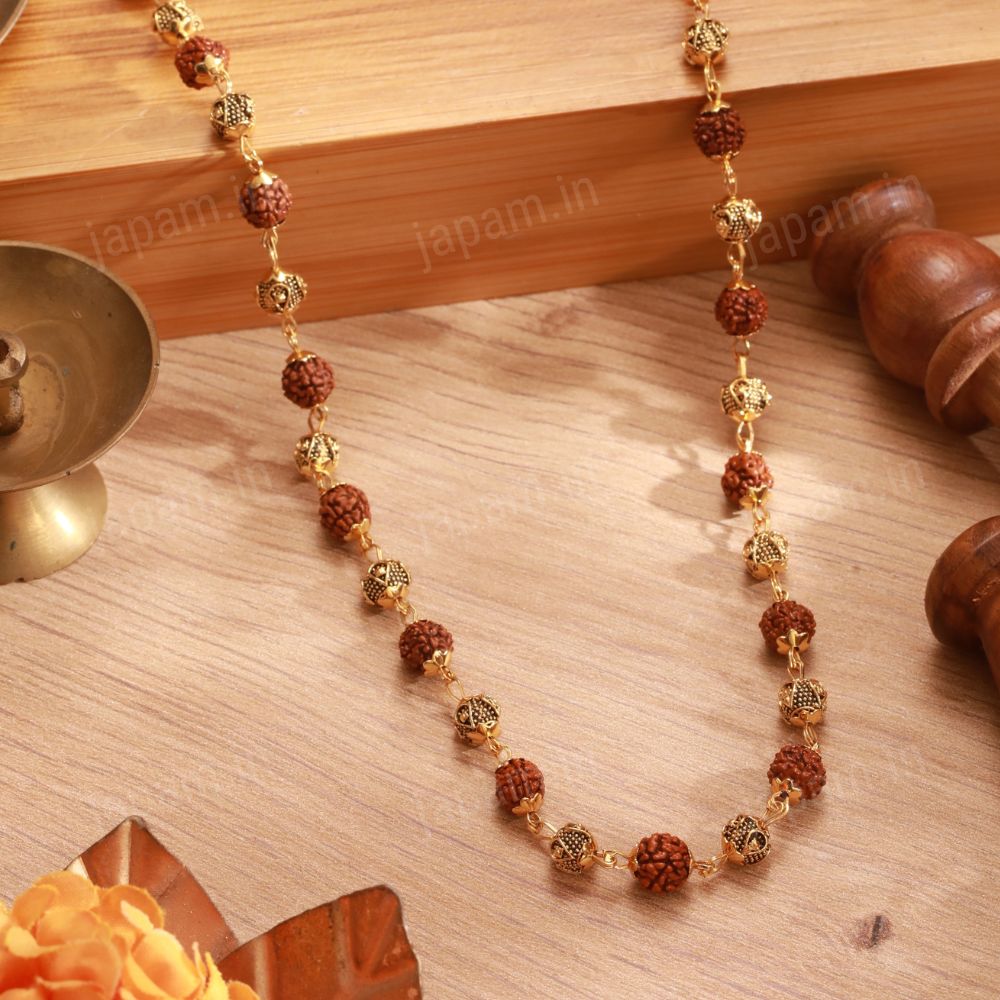 Gold Plated Rudraksha Vel Mala