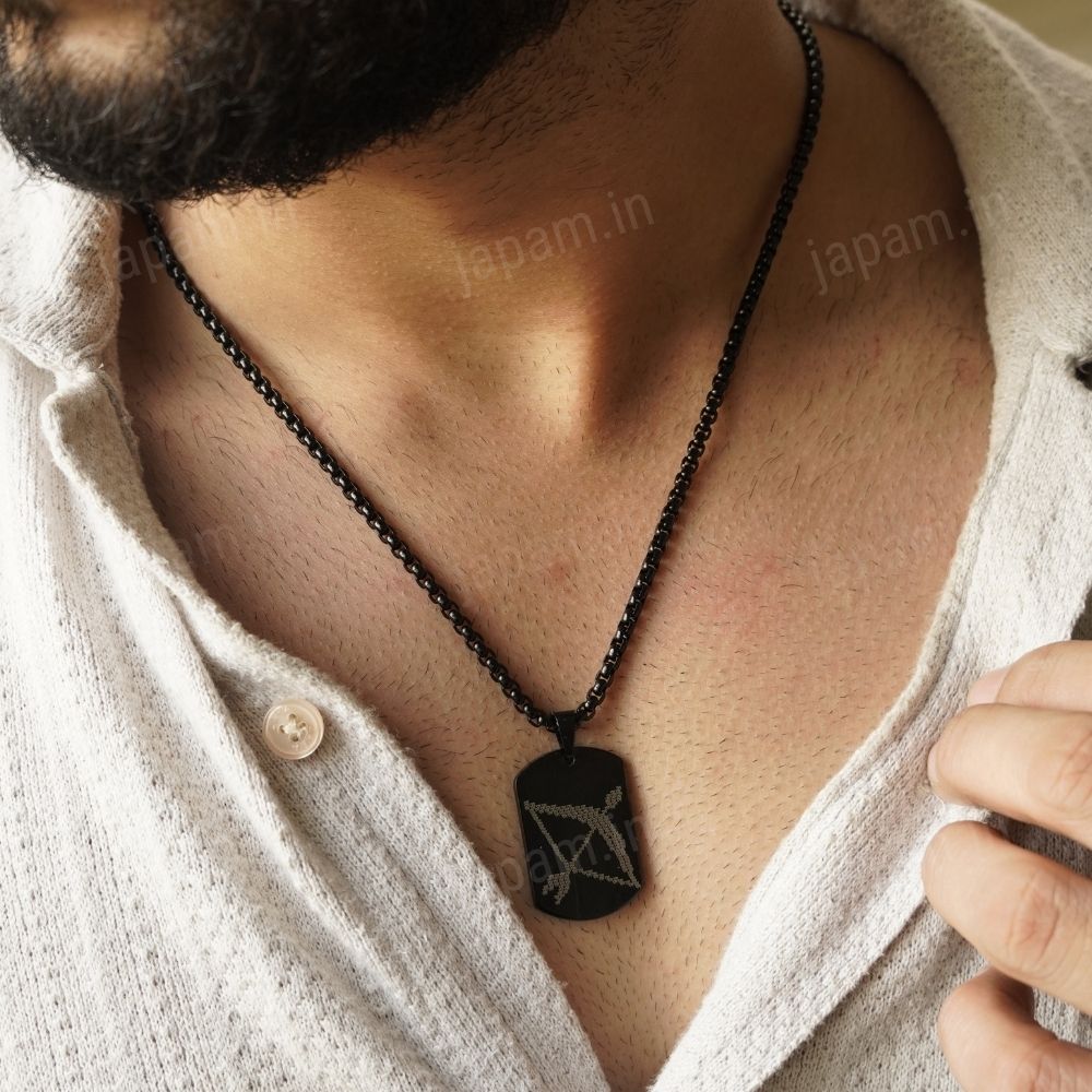 Shree Ram Baan Carved Tag Necklace For Men