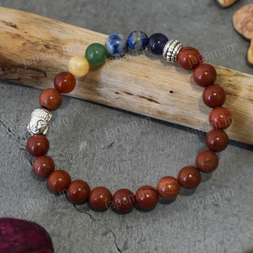 Seven Chakra x Red Jasper Buddha Band