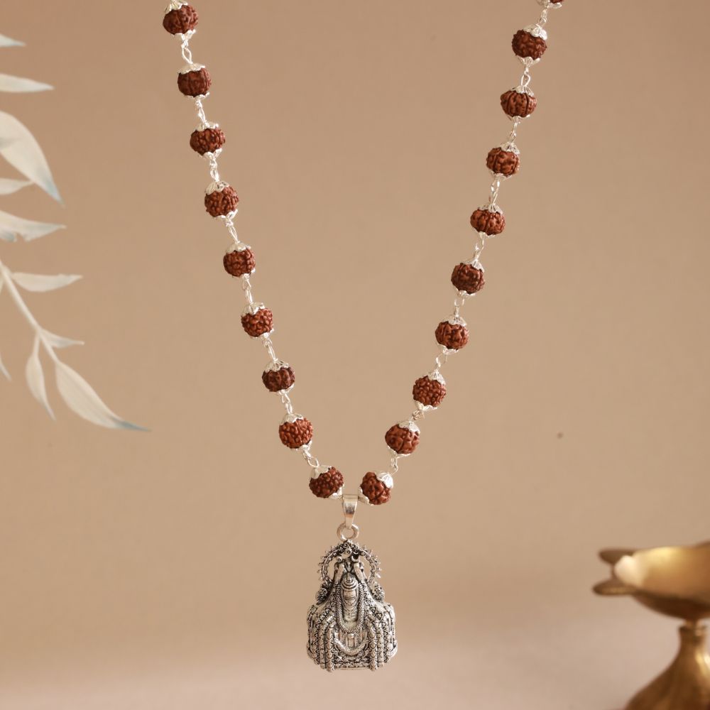 Silver Rudraksha Mala with Somnath Ji Pendant
