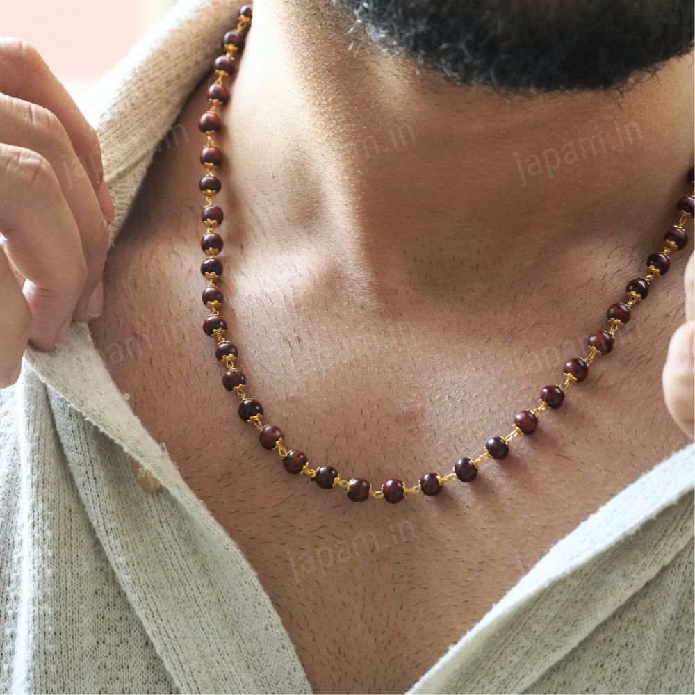 Gold Plated Authentic Red Sandalwood Mala