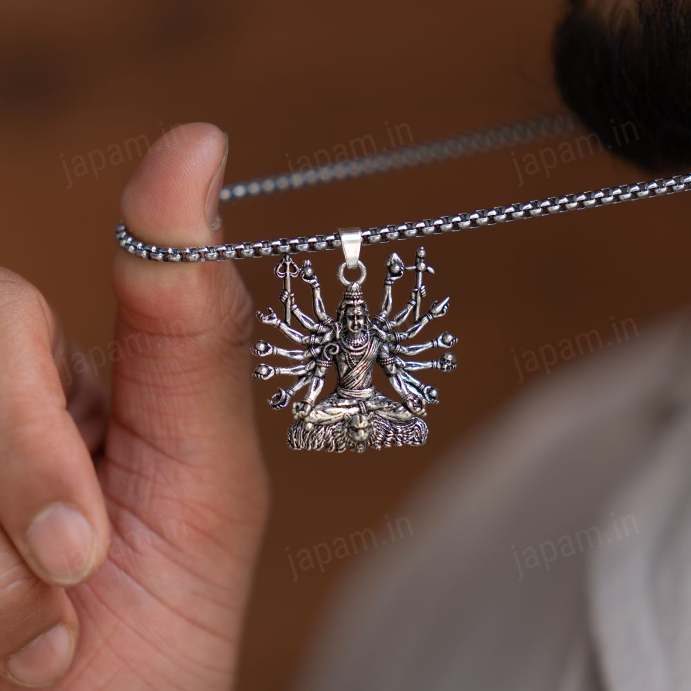 Oxi-Silver Plated Shiv Yogi Necklace