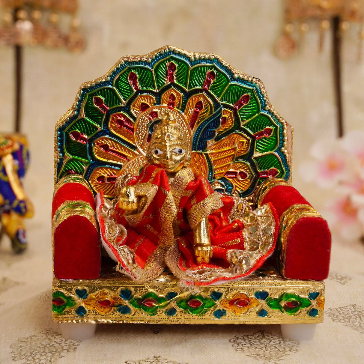 Laddoo Gopal Celebration Set - Laddoo Gopal Idol, Singhasan and Dress.