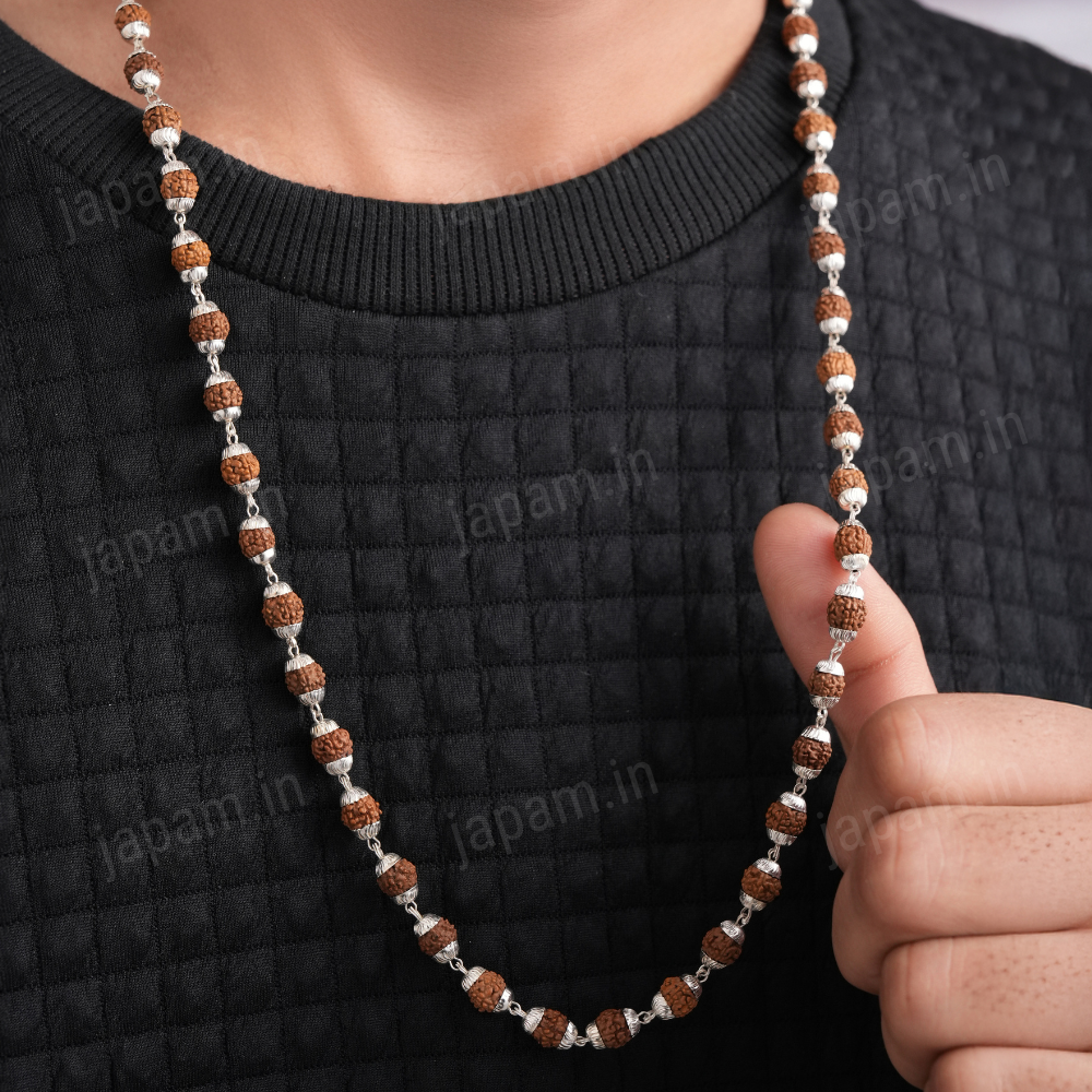 Silver Plated Elegant Rudraksha Mala