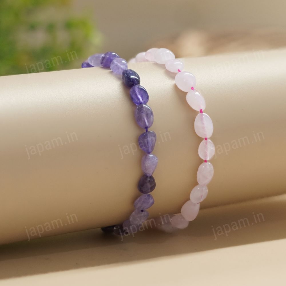 Dreamy Duo Combo with Rose Quartz & Amethyst Tumble Bands