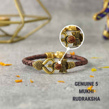 Rustic Om Rudraksha Leather Bracelet For Men