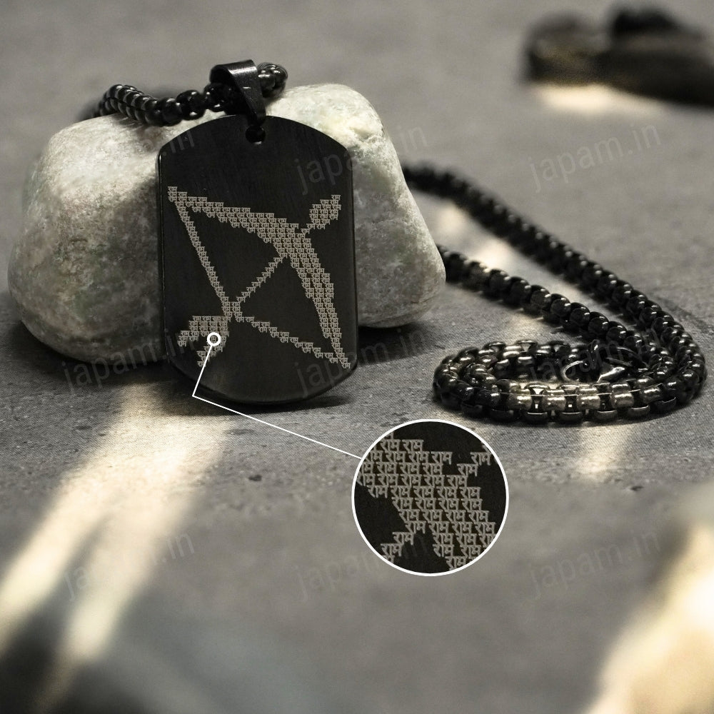 Shree Ram Baan Carved Tag Necklace For Men