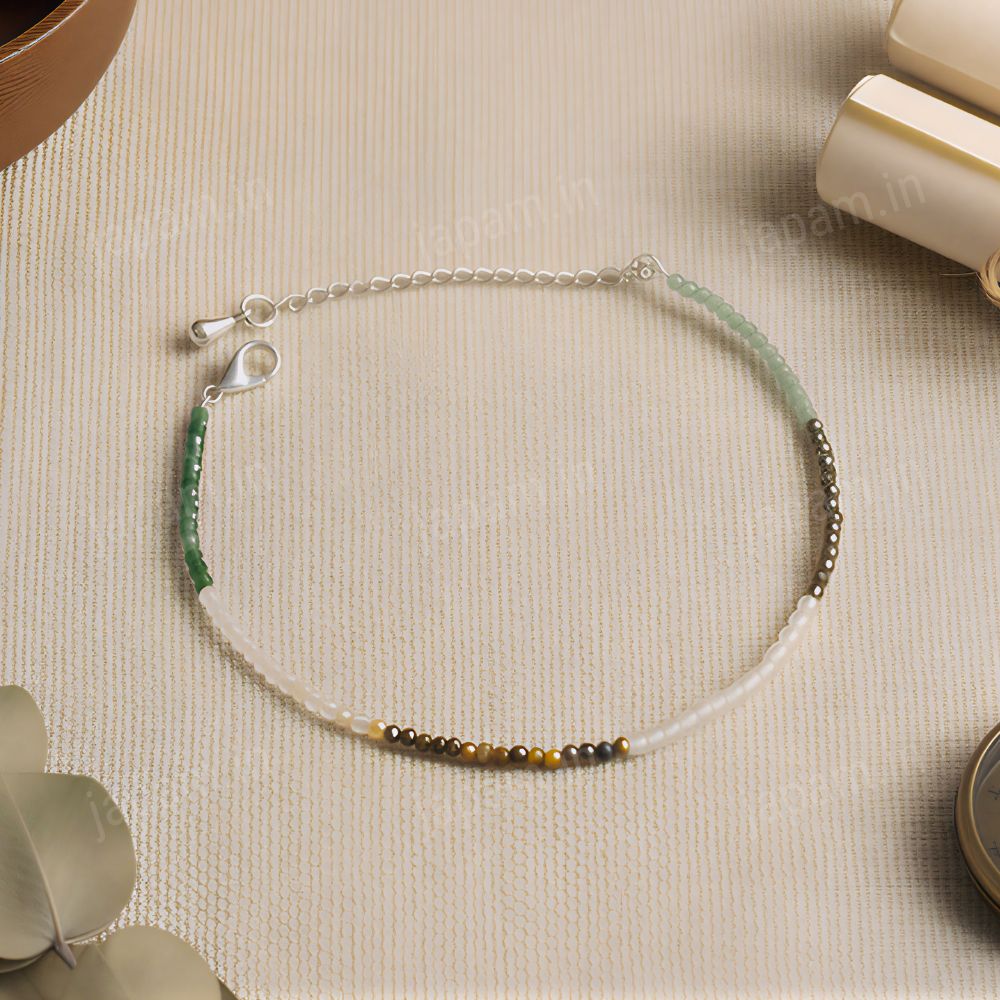 Silver Plated Dhanlabh Bracelet + Anklet Combo