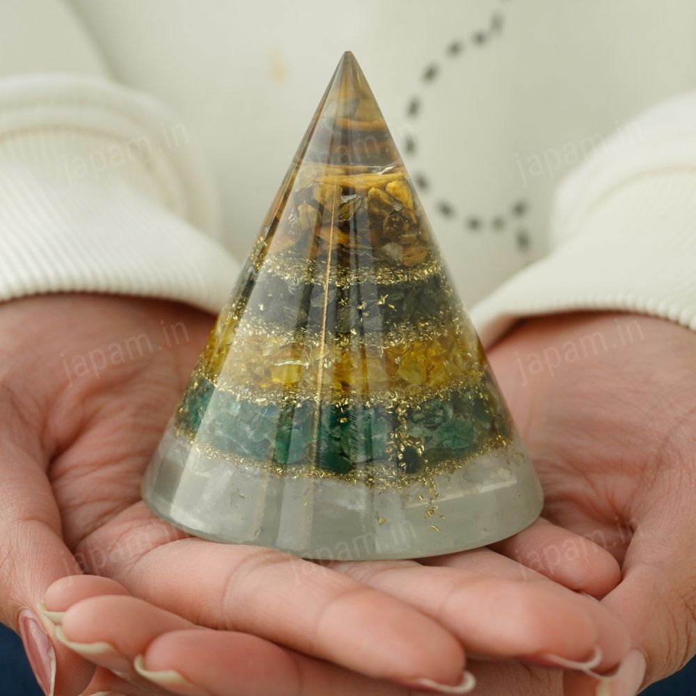 Money Magnet Conical Pyramid with Selenite Base