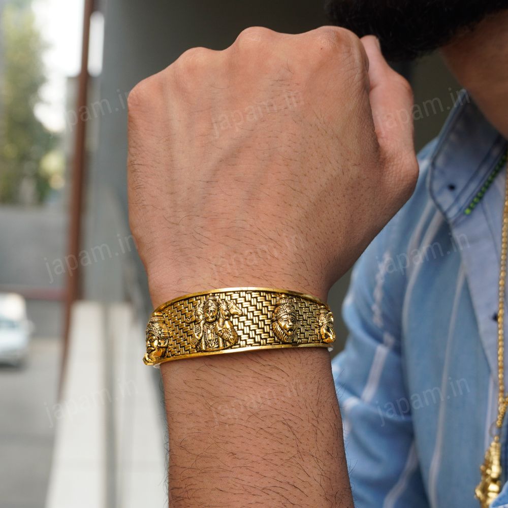 Gold Plated Panchmukhi Hanuman Ji Necklace & Bracelet Combo