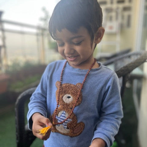 Brown Nanhe Rudraksha 108+1  Beads Mala for Kids