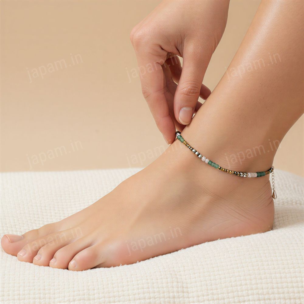 Money Magnet Anklet with Pyrite, Tiger Eye, Citrine & Aventurine Beads