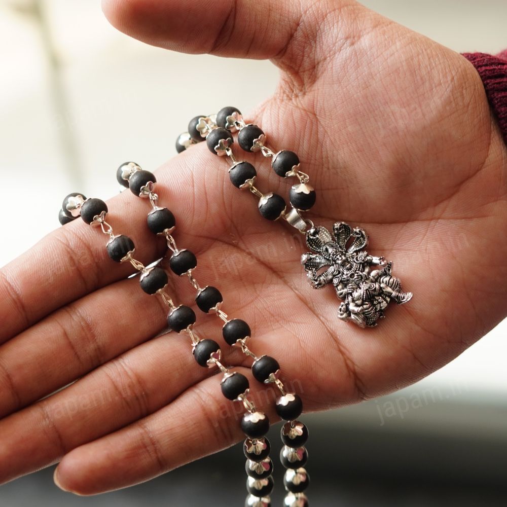 Silver Plated Narsimha Karungali Necklace